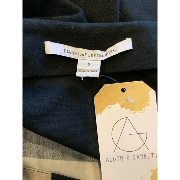 Diane Von Furstenberg Black W/ Tan, Blue & Green Striped Skirt, Size 0 (US) - Picture 6 of 8